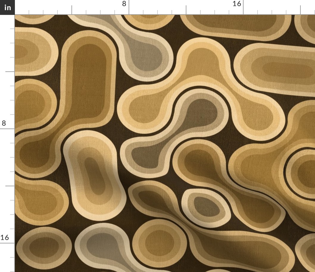 Topographic Dot Design - Brown Mustard