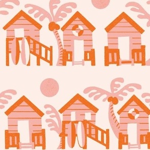 Beach hut preppy beach house pink palm