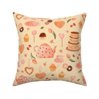 Large Delightful Tea Party Treats with Bees and Flowers in Pink and Peach
