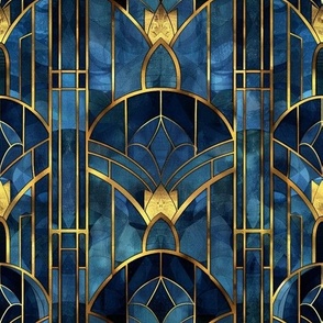 Art Deco Blue and Gold