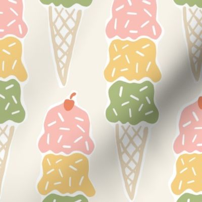Large Pink Yellow and Green Ice Cream Cone