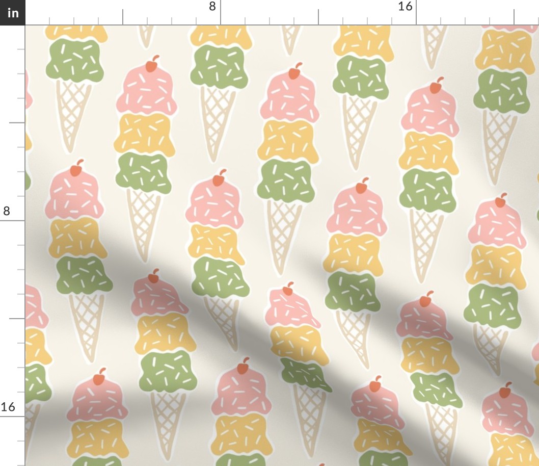Large Pink Yellow and Green Ice Cream Cone