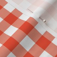  Fuego Red Orange Color And White Grid Buffalo Plaid For Cottagecore And Nursery Home Decor #ee4d31