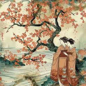 Geishas in sakura garden-1