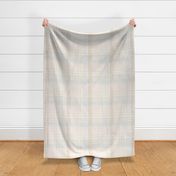 Large Scale 12 inch Hand Drawn Traditional Preppy Plaid, Neutrals of Tan, Beige, Gold and Blue