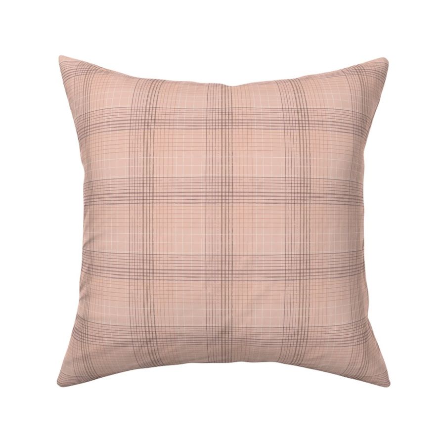 Small Scale 3 Inch Hand Drawn Traditional Preppy Plaid in Earth Tones of Coral, Pink, Brown, Gold, and Plum