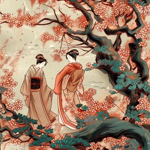 Geishas in sakura garden-3