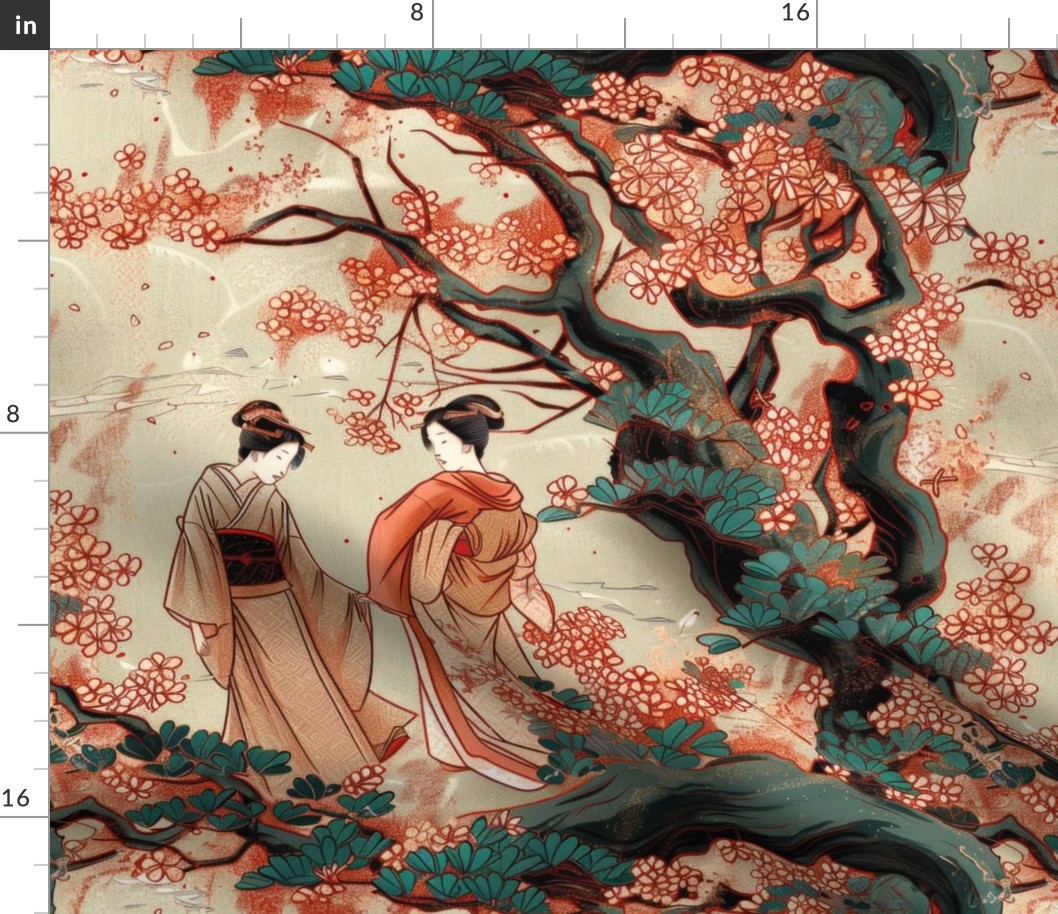 Geishas in sakura garden-3