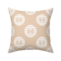 big// Dots with horizontal lines and bows ribbons Cream and White