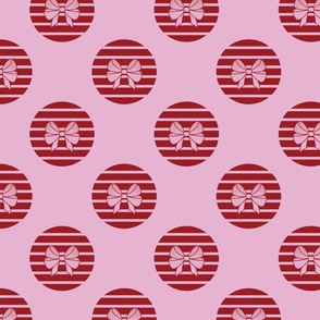 big// Dots with horizontal lines and bows ribbons Pink and Burgundy