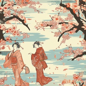 Geishas in sakura garden-10