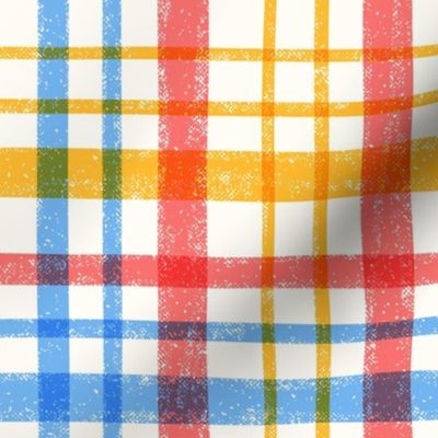 MADRAS PLAID | 24" | Textured Madras Magic - A bold and fun plaid for kids rooms decor in pink, yellow and blue