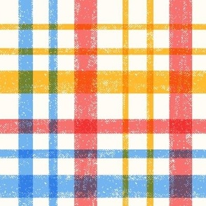 MADRAS PLAID | 24" | Textured Madras Magic - A bold and fun plaid for kids rooms decor in pink, yellow and blue