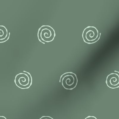 Small Narutomaki Swirl Spirals Diamond Repeat in Artichoke Green