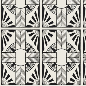 THE GATSBY COLLECTION - ART DECO CHEVRON STARBURST IN BLACK AND WHITE