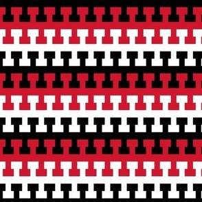 Red, Black and White Geometric Stripes - Small