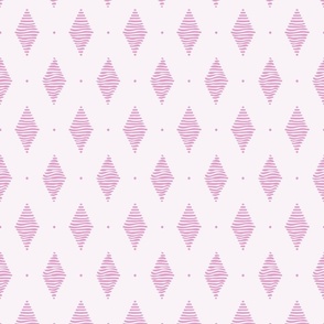 Hand drawn striped preppy argyle rhombus | fuchsia pink on off white