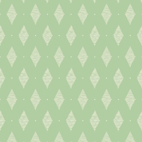 Hand drawn striped preppy argyle rhombus | off white on pastel green