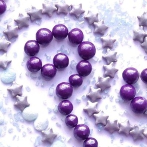 Sprinkles and Candy Sugar Pearls for a Purple and Teal Sugary Kitchen