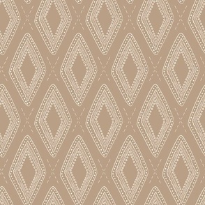 Sketchy (M) seashell diamond ornaments in diagonal grid - white on pastel brown