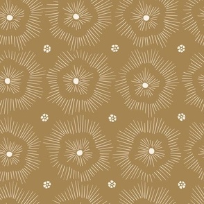 Sea flower (M) marine design - white on honey yellow background
