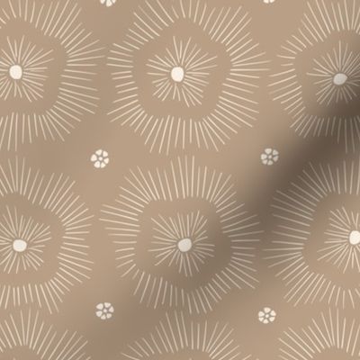 Sea flower (M) marine design - white on pastel brown background