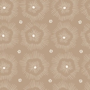 Sea flower (M) marine design - white on pastel brown background