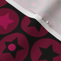 crimson black retro polka dot pattern with stars