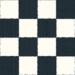 2" Textured Checkerboard Blender - Black and Cream - Large Scale - Traditional Checker Pattern with Organic Edges and Linen Texture