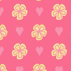 Yellow Daisies and Pink Hearts