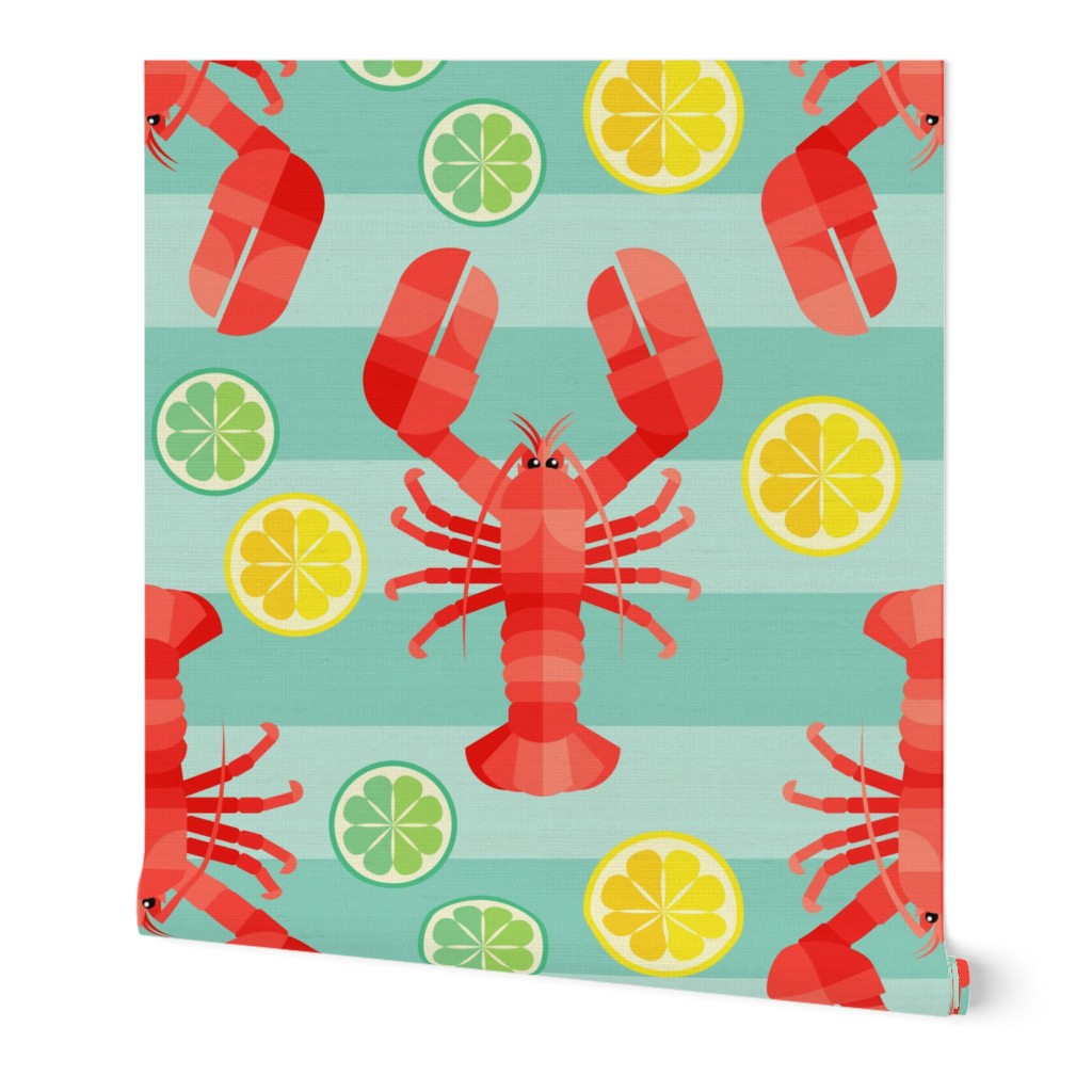 Lemon & Lime Lobster on Mint Stripes