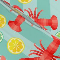 Lemon & Lime Lobster on Mint Stripes