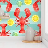 Lemon & Lime Lobster on Mint Stripes