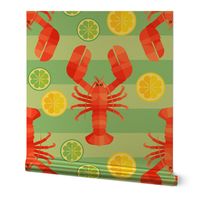 Lemon & Lime Lobster on Mint Stripes