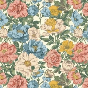 Ditsy Pastel Victorian Spring Flowers