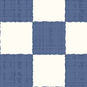 3" Textured Checkerboard Blender - Denim Blue and Cream - Extra Large (XL) Scale - Traditional Checker Pattern with Organic Edges and Linen Texture