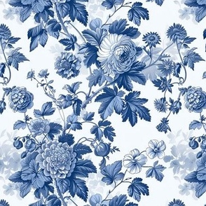 Victorian Toile Blue Flowers