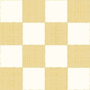 2" Textured Checkerboard Blender - Yellow and Cream - Large Scale - Traditional Checker Pattern with Organic Edges and Linen Texture