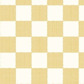 1.5" Textured Checkerboard Blender - Yellow and Cream - Medium Scale - Traditional Checker Pattern with Organic Edges and Linen Texture
