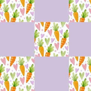Carrots & Purple Squares Cheater Quilt