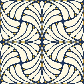 1920s-art-deco-abstract-flower-leaves-beige-white-dark-navy-blue-XL-jumbo