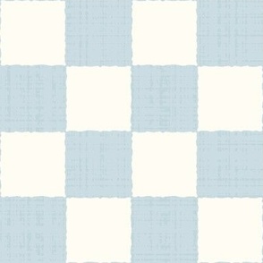 2" Textured Checkerboard Blender - Ice Blue and Cream - Large Scale - Traditional Checker Pattern with Organic Edges and Linen Texture