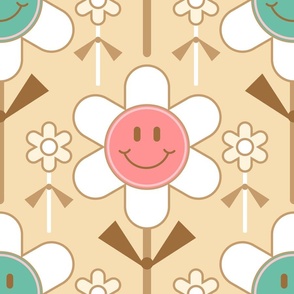 Retro Smiley Face Daisy Cookie Pops / Pink Sand / Food Dessert / Large