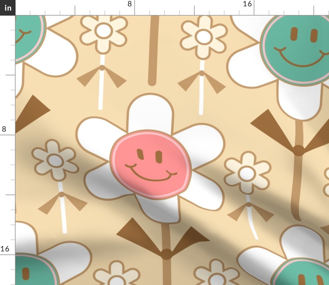 Retro Smiley Face Daisy Cookie Pops / Hippie / 60s 70s / Pink Sand / Food Dessert / Baking / Large