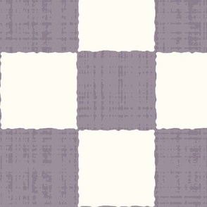 3" Textured Checkerboard Blender - Dusty Lilac Purple and Cream - Extra Large (XL) Scale - Traditional Checker Pattern with Organic Edges and Linen Texture
