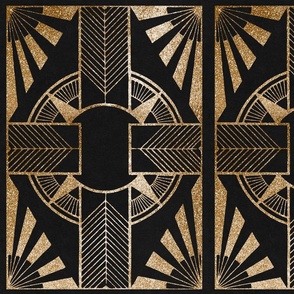 THE GATSBY COLLECTION - CHEVRON STARBURST GOLD ON BLACK - Large scale