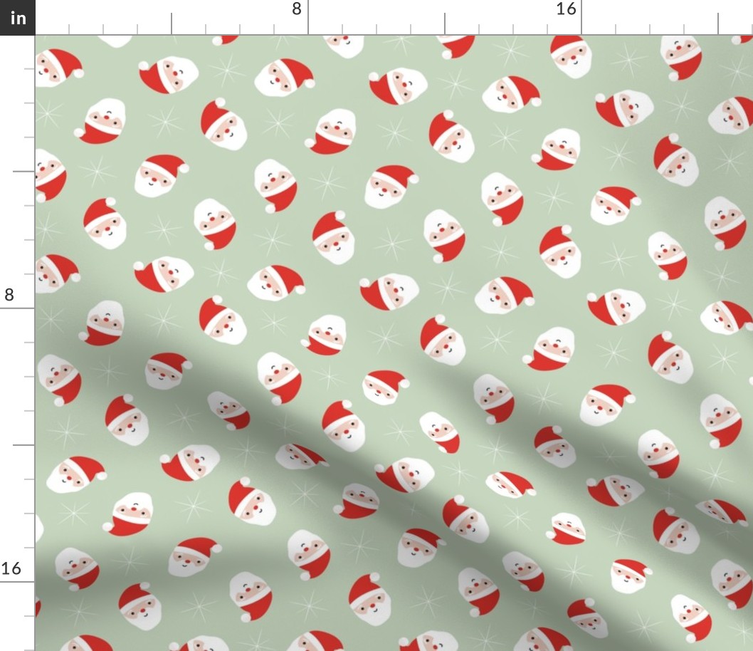 Cheeky Santa Clause - Midcentury vintage fifties santa Christmas design on sage green