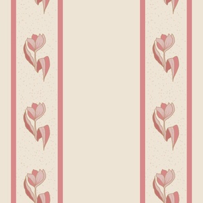 TULIPS ROWS PINK LARGE WALLPAPER, BEDDING