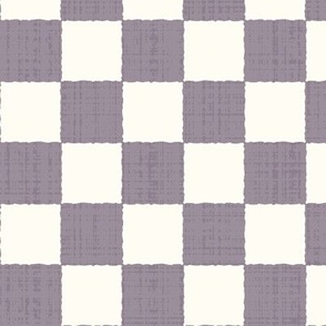 1.5" Textured Checkerboard Blender - Lilac Purple and Cream - Medium Scale - Traditional Checker Pattern with Organic Edges and Linen Texture