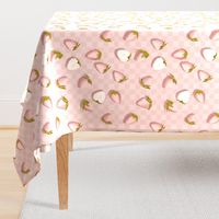 Pineberry Picnic Pink Strawberries on Soft Pink Checkerboard Blanket